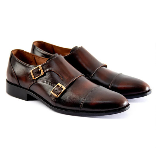 Double Monk Straps - Two-tone Dark Brown | Handmade Leather Shoes