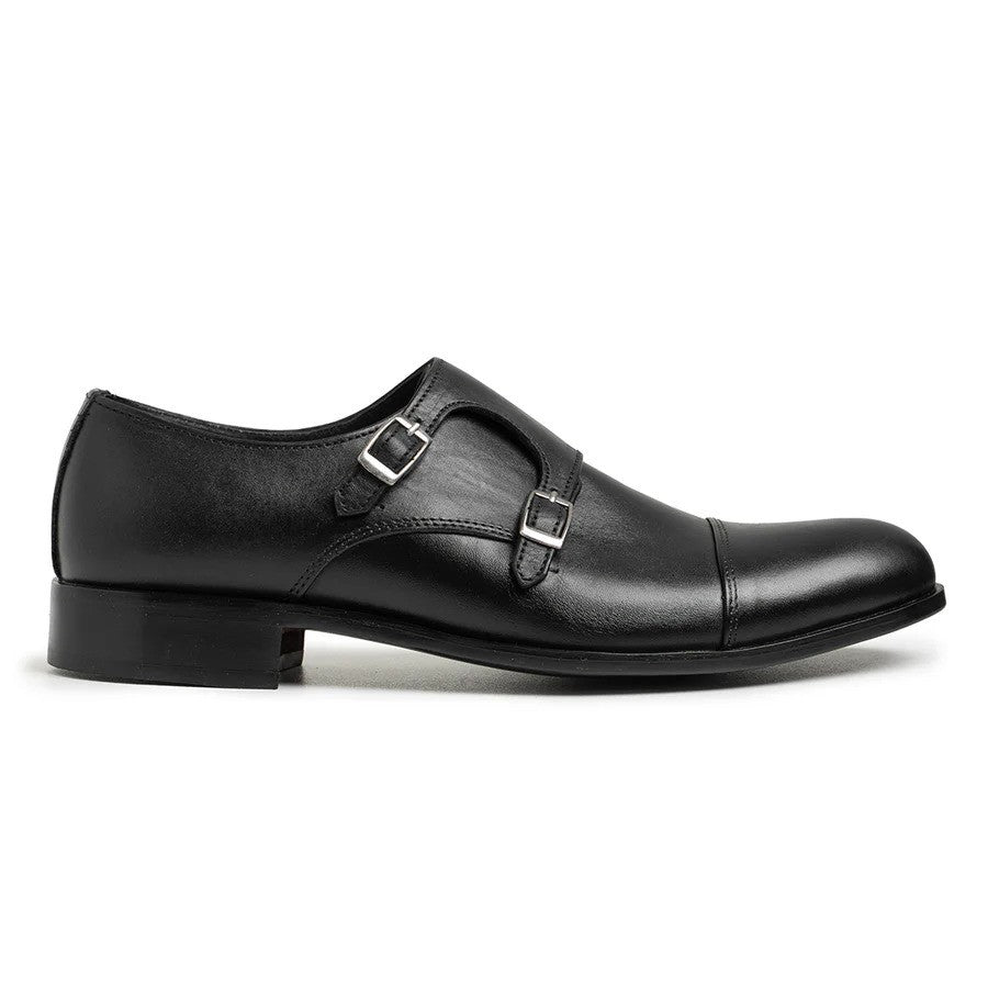 Double Monk Straps - Jet Black | Handmade Leather Shoes
