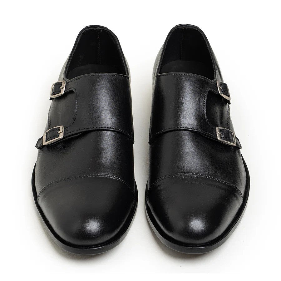 Double Monk Straps - Jet Black | Handmade Leather Shoes